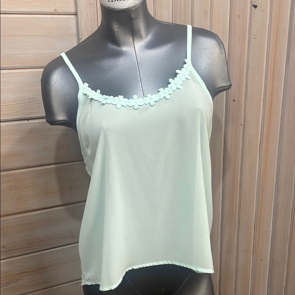 Green Relaxed Camisole with Ruffled Details